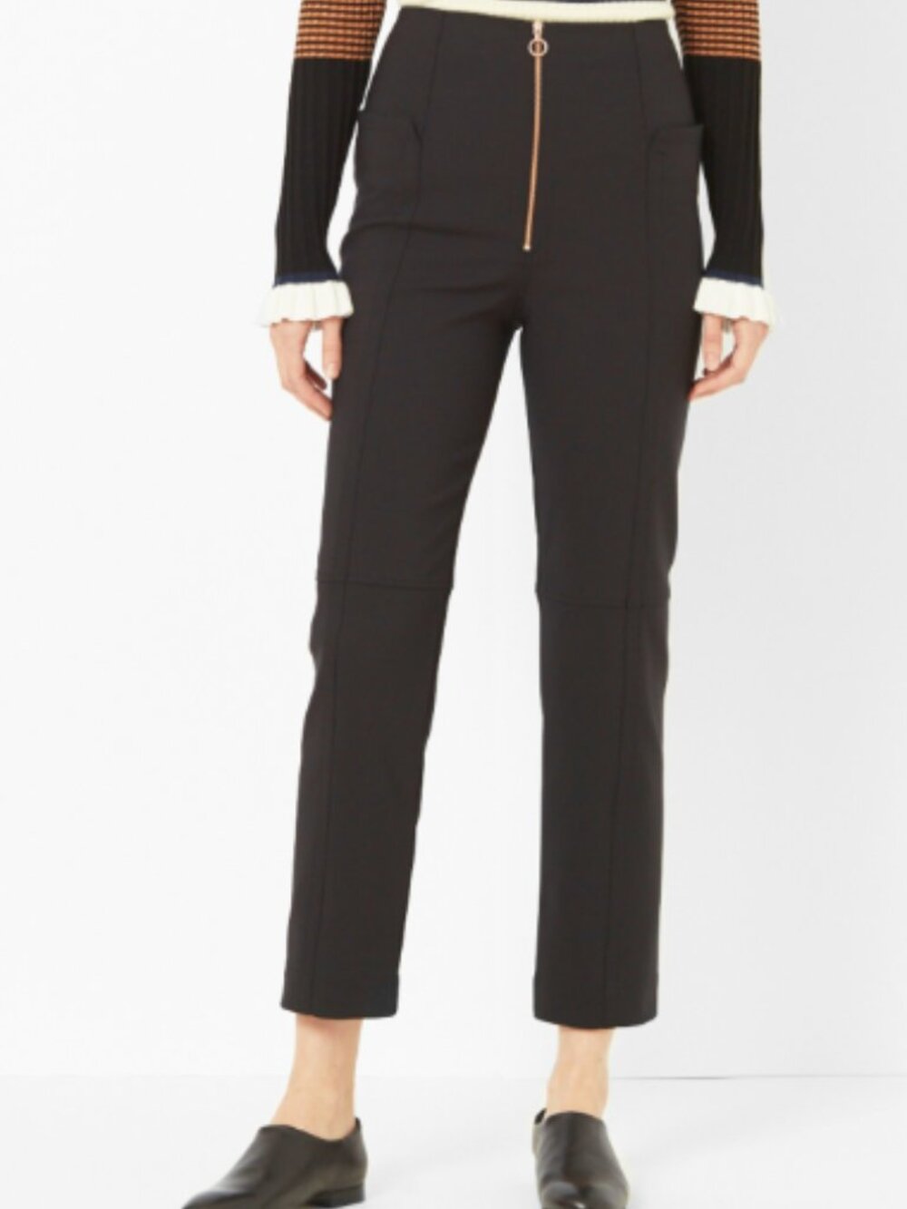Tibi Black Urban Stretch Corset Pant – Rose Gold Hardware – Size 2